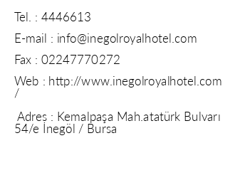 negl Royal Hotel iletiim bilgileri
